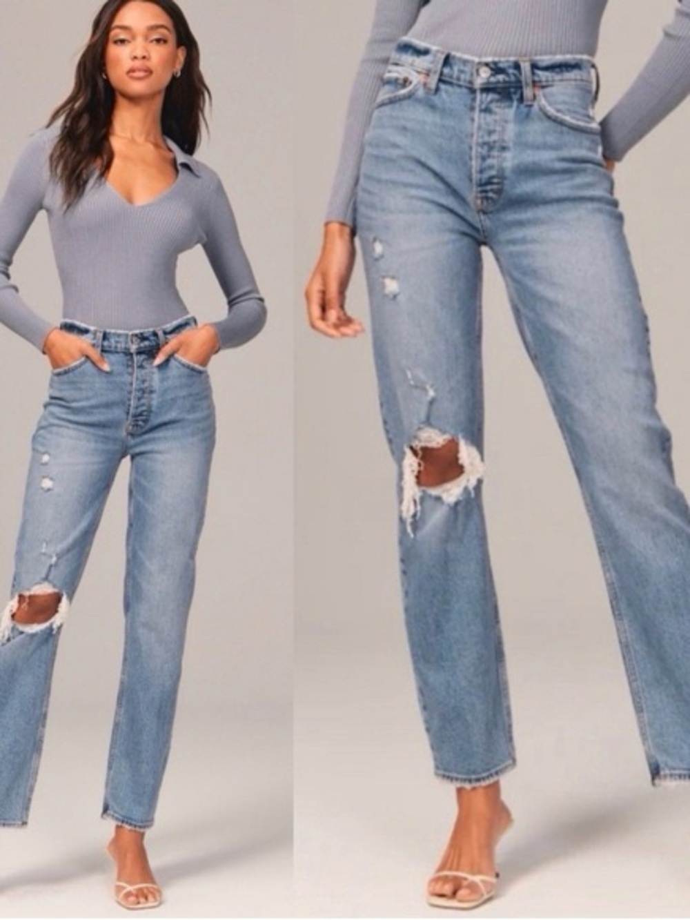 PLUS SIZE Abercrombie & Fitch The Dad High Rise Light Blue Jeans